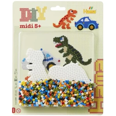 Abbildung von Hama Midi Blisterpackung Auto &amp;amp Dinosaurier
