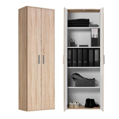 Abbildung von mokebo Mehrzweckschrank Der Lange (mit 4 Einlegeböden) in Braun, auch als Schuhschrank, Aktenschrank o. Aufbewahrungsschrank