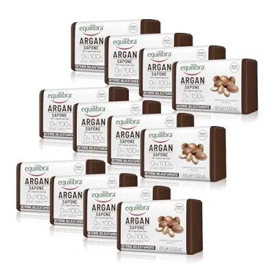 Abbildung von equilibra Argan Seife 100% pflanzlich, 100 g, 12 Stück