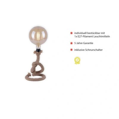 Abbildung von JUST LIGHT Tischleuchte ROPE, ohne Leuchtmittel, Seil Optik