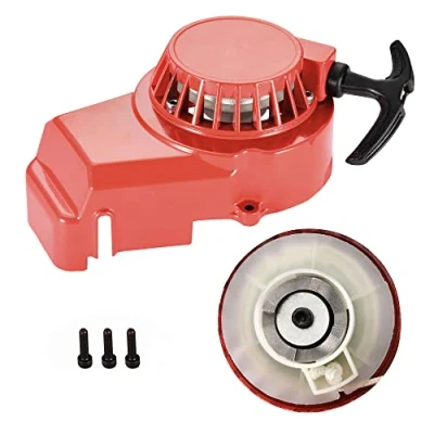 Abbildung von GOOFIT Rot Kickstarter Zubehör Seilzugstarter Aluminium Ersatz für 2 Takt 47cc 49cc Pocketbike Dirtbike Mini ATV Moto Quad Go Kart
