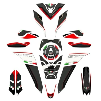 Abbildung von Resin Bike Kit Aufkleber Kompatibel Mit Ducati Multistrada 950 2018 2020. Schutz Motorrad Tank Schutzfolie vor Stößen und Kratzern. Aufklebersatz 3D Harzklebstoff Stickers Made in Italy