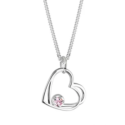 Abbildung von Elli Halskette Damen mit Herz Anhänger und Solitär Rosa Kristall in 925 Sterling Silber