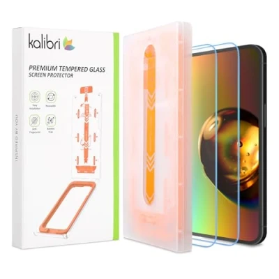 Abbildung von kalibri 2X Panzer Schutz Glas Folie für Apple iPhone 16 Pro Max Schutzfolie Set Full Display Screen Protector Handy Schutzglas Kratzfest mit Installationshilfe