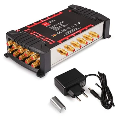 Abbildung von RED OPTICUM OMS 9 12 PRO TR Teilnehmer Sat Verteiler 2 Satelliten an bis zu mit vergoldeten Kontakten 3D UHD 4K Ready Multiswitch Quattro LNB geeignet