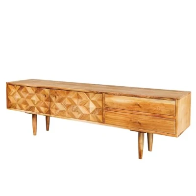 Abbildung von riess ambiente Lowboard ALPINE 145cm natur (Einzelartikel, 1 St), Massivholz · TV Schrank stehend mit Stauraum Mosaik Design