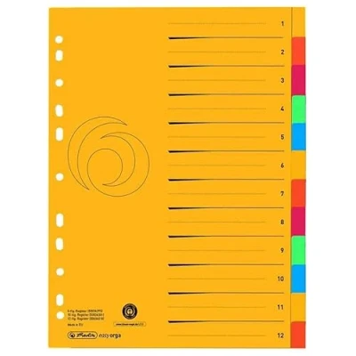 Abbildung von Herlitz Register A4 XXL Manila Karton 12 teilig 5 Farben
