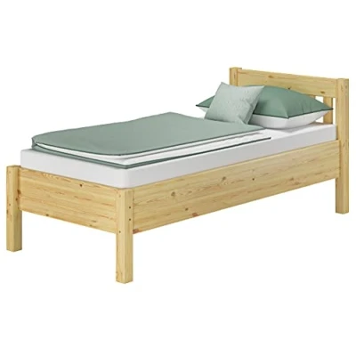 Abbildung von ERST HOLZ Bett Hohes Massivholzbett Seniorenbett Kiefer Natur 90x200, Kieferfarblos lackiert