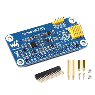 Abbildung von Sense HAT (C) for Raspberry Pi 4B/3B+/3B/2B/B+/A+/Zero/Zero W Onboard Gyroscope, Accelerometer, Magnetometer, Barometer, Temperature and Humidity Sensor,Supports External Sensors, I2C Interface