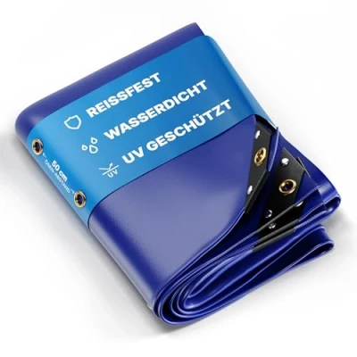 Abbildung von NEMAXX® Premium Abdeckplane Wasserdicht [400x600cm] UV Beständige [650 g/m²] LKW Plane mit Ösen, PVC Gewebeplane für Holz, Garten, Dach &amp; BAU Winterfeste Schutzplane Blau 24m²