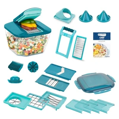 Abbildung von Genius Gemüseschneider Nicer Dicer Chef Professional, Set 23 tlg. Gemüseschneider, 5.2L Behälter Deckel Gemüsehobel Zerkleiner