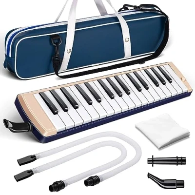 Abbildung von CAHAYA 32 Tasten Melodica für Kinder Instrument mit Tragetasche geeignet Anfänger Studenten, musikalisches Geschenk Jungen und Mädchen, Beige, CY0348