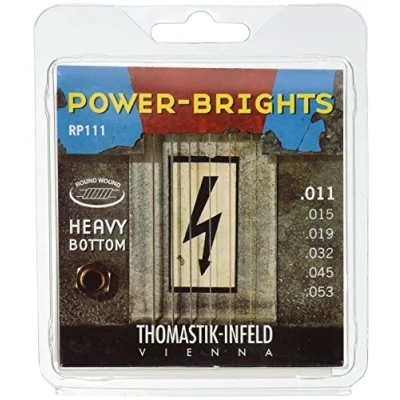 Abbildung von Thomastik 677067 Saiten für E Gitarre Power Brights Series Heavy Bottom, Satz RP111 Medium .011 .053w