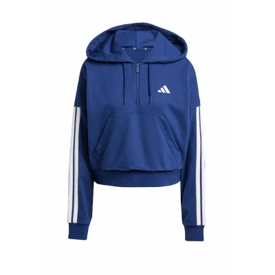 Abbildung von adidas Damen Essentials 3 Stripes French Terry Quarter Zip Hoodie, Dark Blue/White, XS