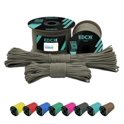 Abbildung von EdcX 2 mm Nylon Paracord 275 (15, 30, 50 and 100 m) 100% Rope, 3 Strand Cord, Cord in Many Colours (Dark Grey, 15