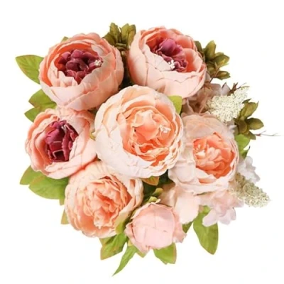 Abbildung von Veryhome Künstliche Blume Pfingstrose Gefälschte Hochzeit Blumenstrauß Dekoration Familie Tabelle Öffentlich Auto Küche Büro Garten Innen Im Freien Braut Begrünung Pflanzen