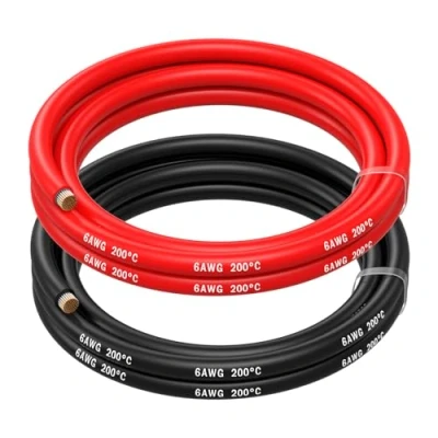 Abbildung von MMOBIEL 6 AWG Silikon Elektronik Kabel Gauge (13,3mm²) Verzinnte Kupferkabel 2 Separate Rot &amp; Schwarz Jede 1,5 m / 5 ft für Kühlschränke, Klimaanlagen, Autobatterien, Schweißbatterien