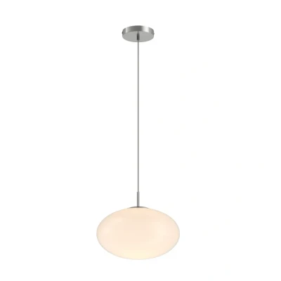 Abbildung von Lindby Pendelleuchte Sonika, dimmbar, Leuchtmittel nicht inklusive, Modern, Eisen, Glas, nickel satiniert, opalweiß, 1 flammig, E27, Glas