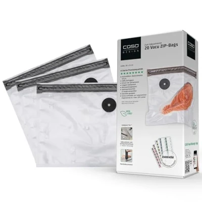 Abbildung von CASO Vakuumierbeutel 1293 20 Stk. 26x23 cm, Zubehör für alle Vakuumierer und die Marken FreshVAC, WMF, Rommelsbacher, LAICA, Gastroback, Foodsaver, Solis, Steba, Lava, Ohmex, Flaem Nuova uvm.