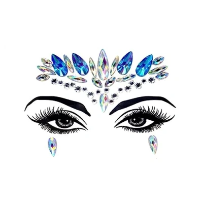 Abbildung von luoshaPUCY 1 Stück Gesicht Edelsteine Temporäre Tattoos, Selbstklebend Glitzer Schmucksteine Juwelen Kristalle Strasssteine Tattoos für Karneval Schminke, Halloween, Parties (Typ01)