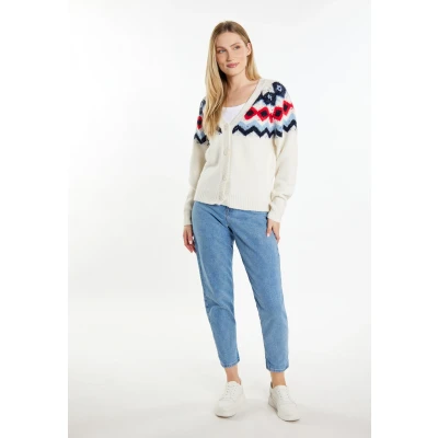 Abbildung von Dreimaster Eissegler Strickjacke, Damen, Größe: XL/XXL, Wollweiss mehrfarbig