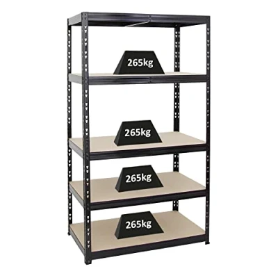 Abbildung von PROREGAL Schwerlastregal Tiger Schwarz 180x100x60cm für Gesamtlast 1365kg Kellerregal, Steckregal, Garagenregal, Lagerregal