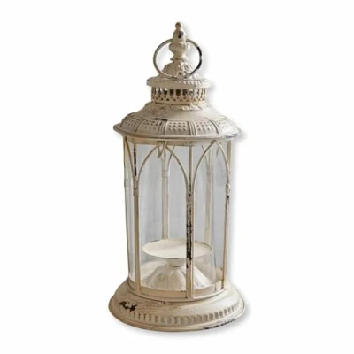Abbildung von Loberon Laterne Lanao, kunstvoller Vintage Look, für Teelichter oder, Stumpenkerzen, Antik Finish, Outdoor Laterne, Eisen, Creme
