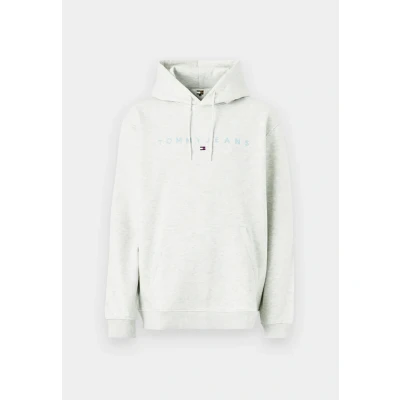Abbildung von Tommy Jeans Men&#039;s TJM REG LINEAR Logo Hoodie EXT DM0DM20746, Grey, XXL, Grau (Lt Grey Htr Multi), XXL