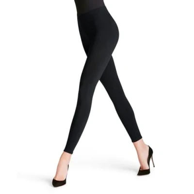 Abbildung von FALKE Damen Cotton Seamless W LE Blickdicht einfarbig 1 Stück Leggings, Blau (Marine 6179), XL 46 48