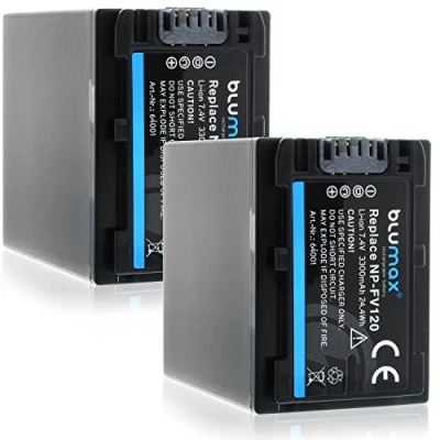 Abbildung von 2X Blumax NP FV120 / FV100 Akku kompatibel mit diversen Sony Kameramodellen 3300mAh 7,4V 24,4Wh