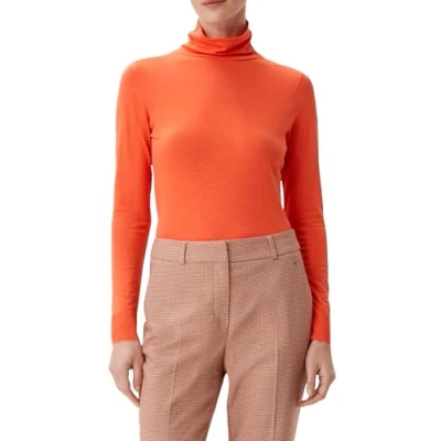 Abbildung von comma MIT Turtleneck Langarmshirt, Damen, Größe: 36, Orange