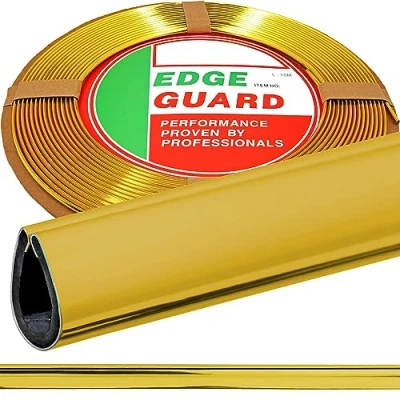 Abbildung von RECAMBO U Form Gummi Kantenschutz für Autotüren 15 Meter Auto Gummidichtung und Fensterdichtung, passend die Mehrheit der Fahrzeuge Gold Gelb Chrom