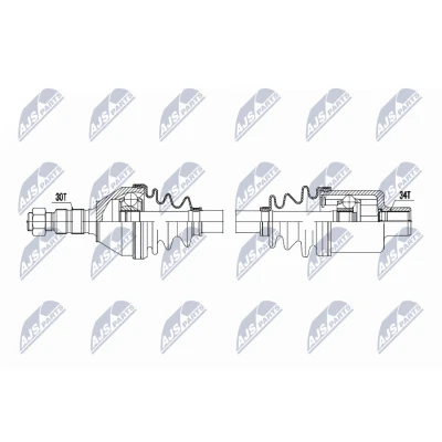 Abbildung von NTY NPW PL 159 Antriebswelle Vorderachse rechts 620mm M32 Schaltgetriebe OPEL: Vectra C Caravan, CC, Limousine