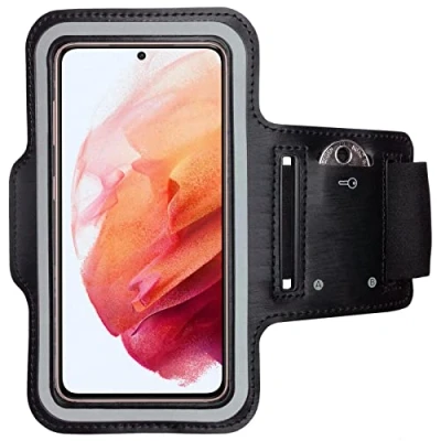 Abbildung von CoverKingz Sportarmband für Samsung Galaxy S22 Plus Armtasche mit Schlüsselfach Oberarm Halterung Sport Laufarmband Handy Armband Schwarz