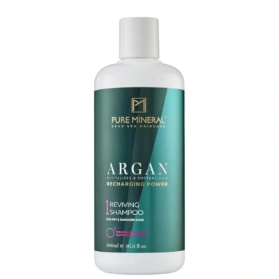 Abbildung von Pure Mineral Nährendes Argan Shampoo Repariert und bringt trockenes beschädigtes Haar zum Glänzen Angereichert mit Vitamin E Ohne Sulfate, Parabene, Petrolate 500ml