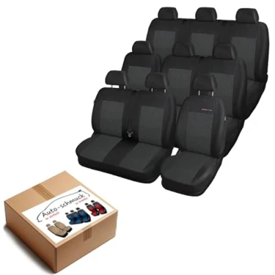 Abbildung von Transit Sitzbezüge nach Maß Autoplanen perfekte Passform Schonbezüge Sitzschoner Velour + Strickpolster ®Auto schmuck (VII Bus 9 p1)