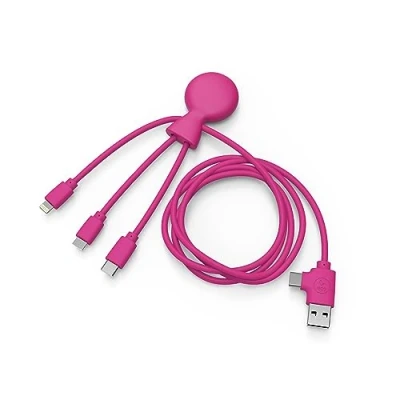 Abbildung von Xoopar Mr Bio Multi USB Kabel Lang 1m Krakenförmig Rosa Universelles Ladegerät Aus Recyceltem Kunststoff USB, C, Lightning, Micro Smartphone Stecker Universal