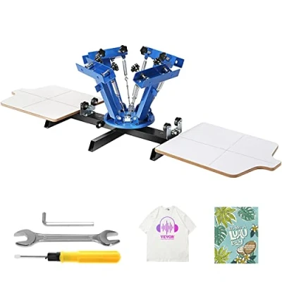 Abbildung von VEVOR Siebdruckpresse T Shirt Siebdruckmaschine 4 Farben + 2 Stationen, Shirtpresse, Hitzepresse Transferpresse DIY Ausrüstung Drucker, Textildruck Kleidung, Kissenbezüge, Gepäckstücke usw.