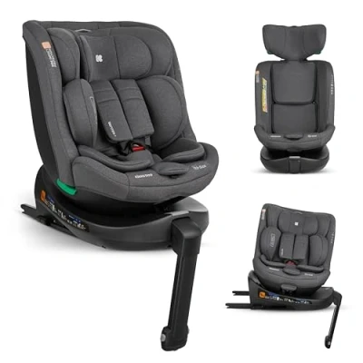 Abbildung von KikkaBoo i Size SECURE Kinderautositz, 40 150 cm, Baby Autositz Gruppe 0 1 2 3 ISOFIX, 12 Jahren, 36 kg, 360 Drehung, Position Kopfstütze, Grau