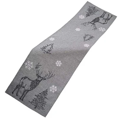 Abbildung von Raebel Power Tischläufer mit Stickerei Schneebäume, grau weiß Silber 40 x 140 cm