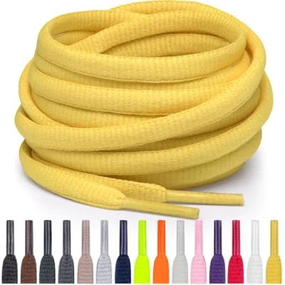 Abbildung von Miscly Schnürsenkel Oval, Reißfest für Sportschuhe, Sneaker und Laufschuhe 100% Polyester Ø 6mm (183 cm, Gelb)