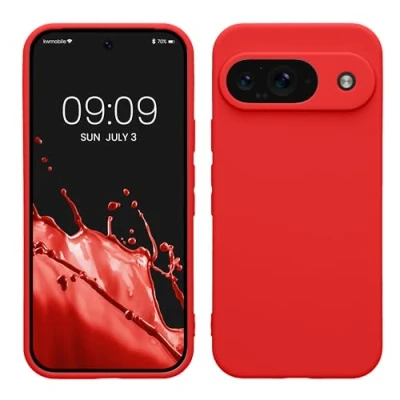 Abbildung von kwmobile Handyhülle kompatibel mit Google Pixel 9 Hülle Handy Case aus weichem Silikon in Klassisch Rot