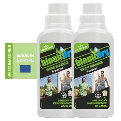 Abbildung von bionicdry Sport Waschmittel Sensitive hautfreundlich und effektiv Reinigung von Sporttextilien mit direktem Hautkontakt für Funktionskleidung, Membran Gewebe, Fleece &amp; Lycras, 2 Pack