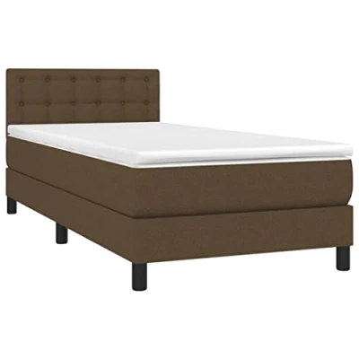 Abbildung von vidaXL Boxspringbett mit Matratze Bett Einzelbett Polsterbett Bettrahmen Lattenrost Bettgestell Hotelbett Schlafzimmerbett Dunkelbraun 100x200cm Stoff