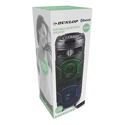 Abbildung von Dunlop Bluetooth Lautsprecher MW 538 2 x 10W mit FM Radio und AUX/MIC Eingang für TF Karte (Micro) USB LED Beleuchtung Schwarz