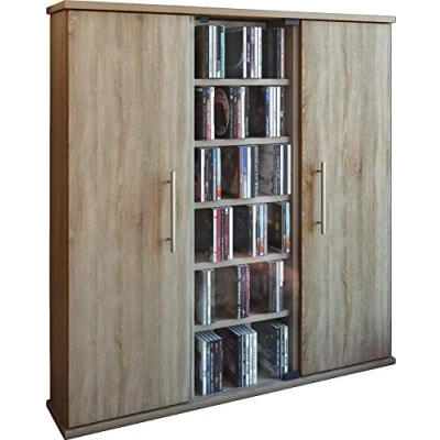 Abbildung von VCM CD Regal Holz DVD Stand Schrank Santo Glastür, 1 tlg.