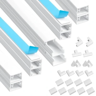 Abbildung von Romon Kabelkanal Weiß Selbstklebend, 10 Stück Kabelschacht Ecke Aussenbereich mit Schaumstoffband bereit, 0.4m*15mm*10mm Kabelkanäle Montage an der Wand für Kabelmanagement, Kabelführung