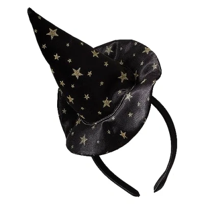 Abbildung von Ginger Ray Girls Black &amp; Gold Star Witches Hat Headband for Halloween Costume Parties