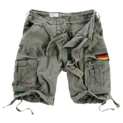 Abbildung von Surplus Raw Vintage Airborne Herren Cargo Shorts, Oliv mit Patch, 5XL