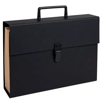 Abbildung von Exacompta 58421E Premium Dokumententasche mit Clipverschluss und Tragegriff DIN A4 20 Fächer, schwarz, 38.5 x 25 cm